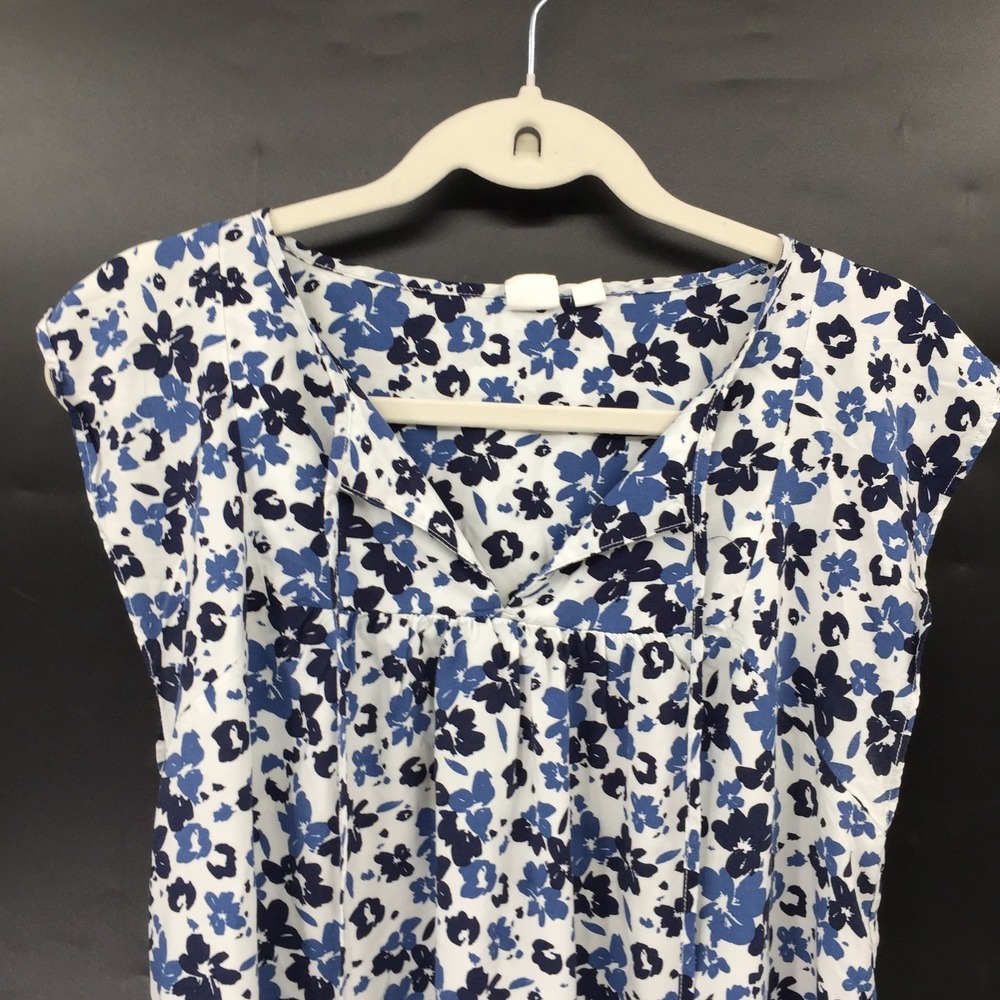 GAP black & blue floral prink tie front popover top preppy classic coastal M - Picture 4 of 14